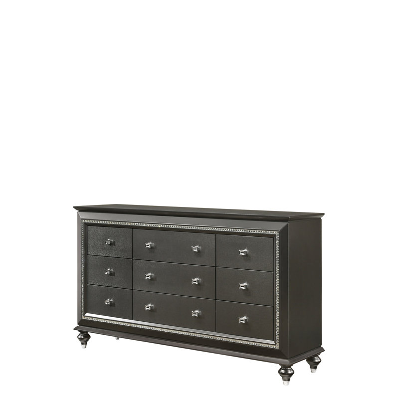 Commode à finition gris métallique, Gris argenté