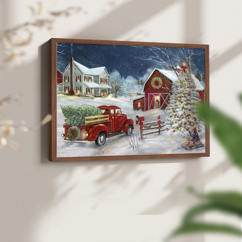 Christmas Gathering -Framed Print - Restickable, Walnut, H 22 po x l 28 po
