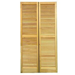 Solid Wood Louvered Shutter Pair