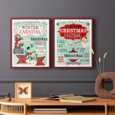 Bright Christmas Carnival - reproduction encadrée de qualité supérieure - prête à être accrochée - aucun clou requis - aucun clou requis