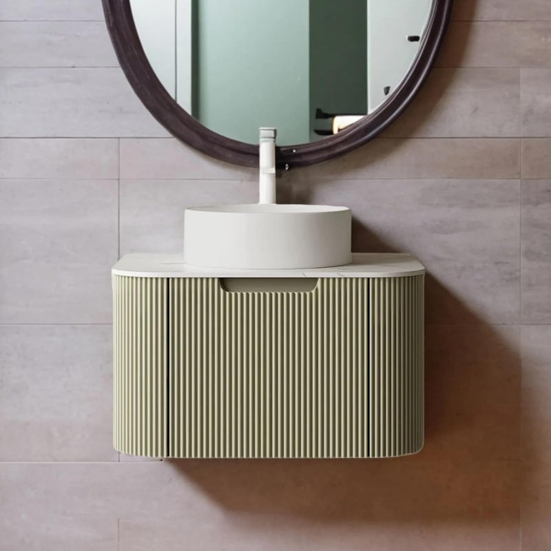 Petit meuble-lavabo mural 24 po avec grand tiroir et montage mural, aucun assemblage requis, Vert