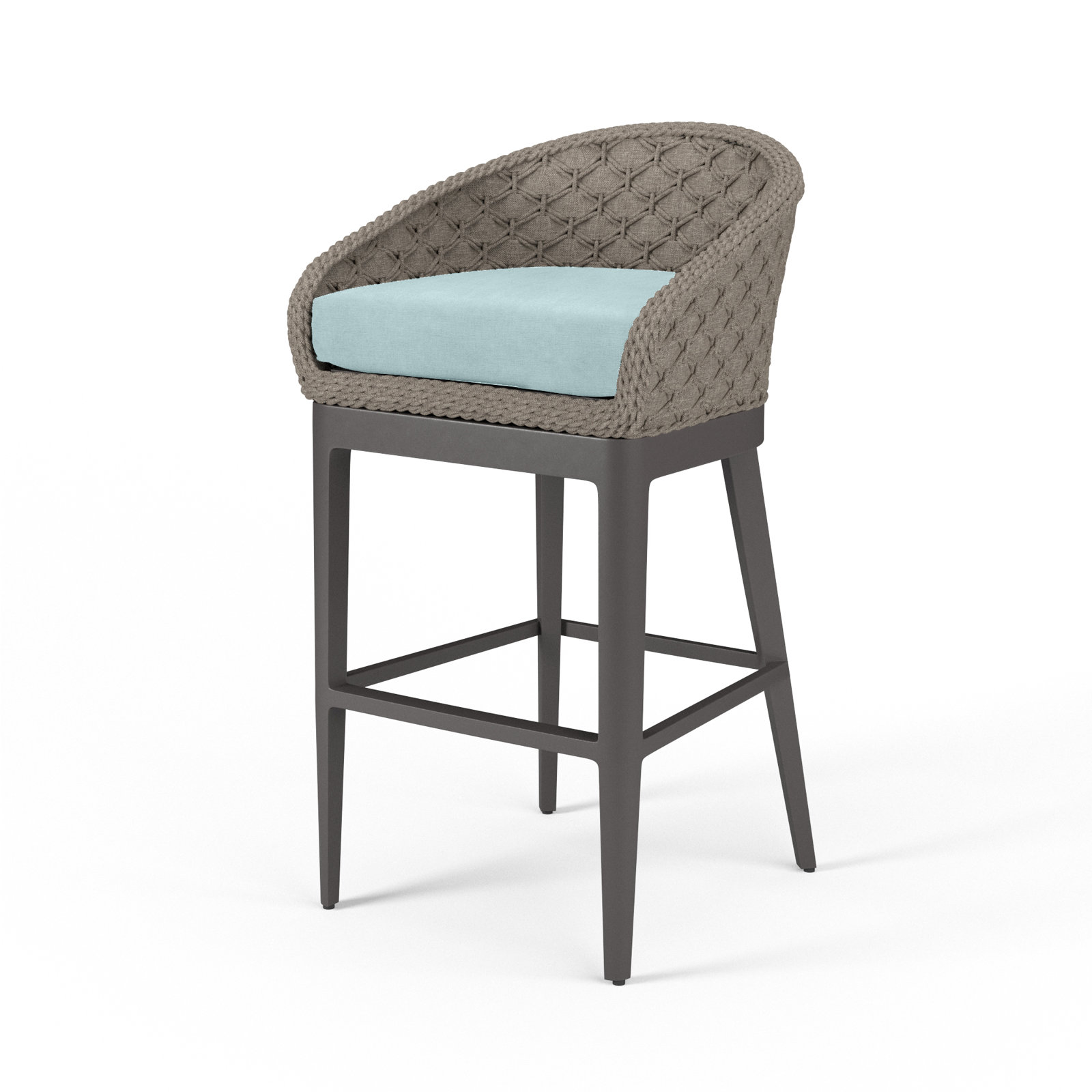 Aberdeen Patio Bar Stool with Cushion, Dupione Celeste Sunbrella®