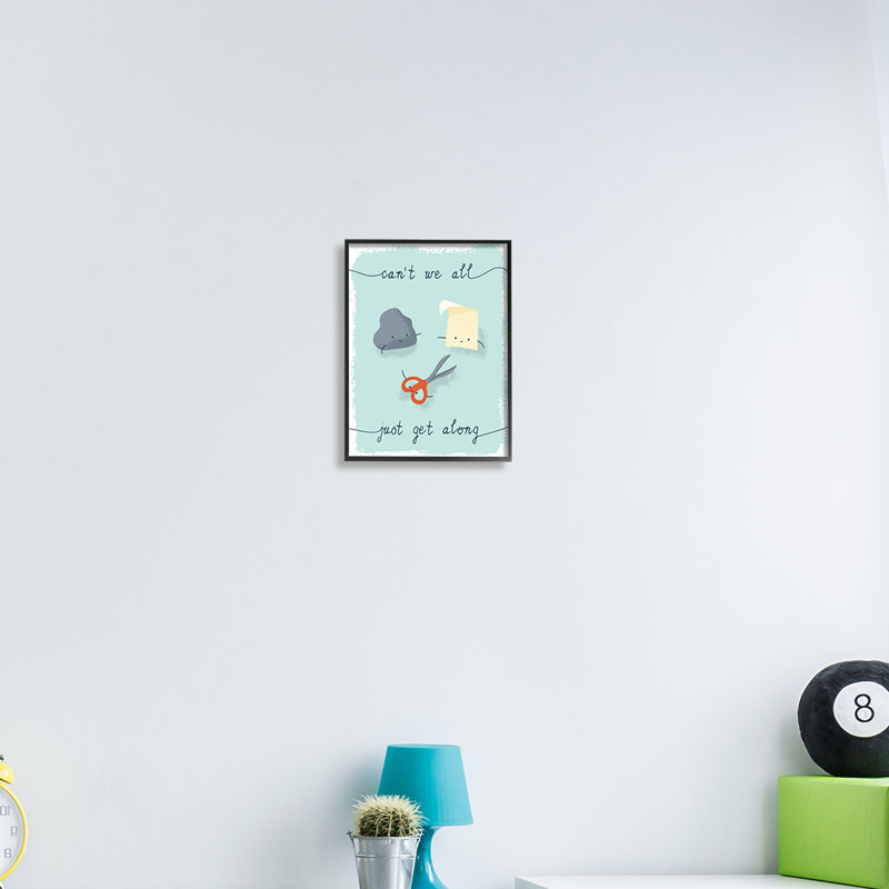 Rock Rock Scissors Illustration ludique «All Get Welcome», Giclée encadrée noir minuit, H 14 po x l 11 po