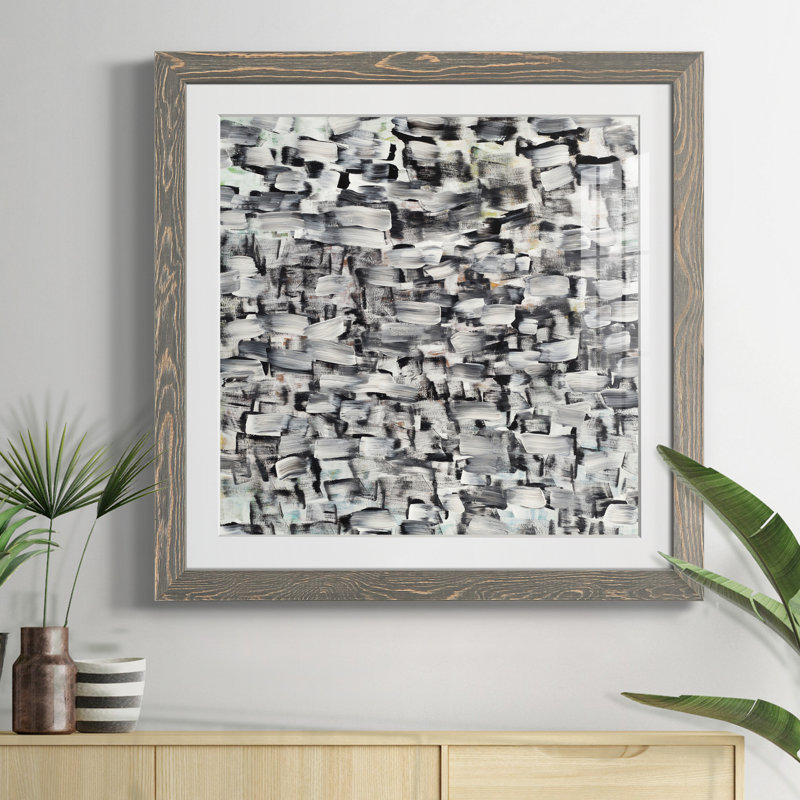 Noir et blanc et partout - peinture encadrée, H 27,5 po x l 27,5 po x P 1,5 po, Papier gris
