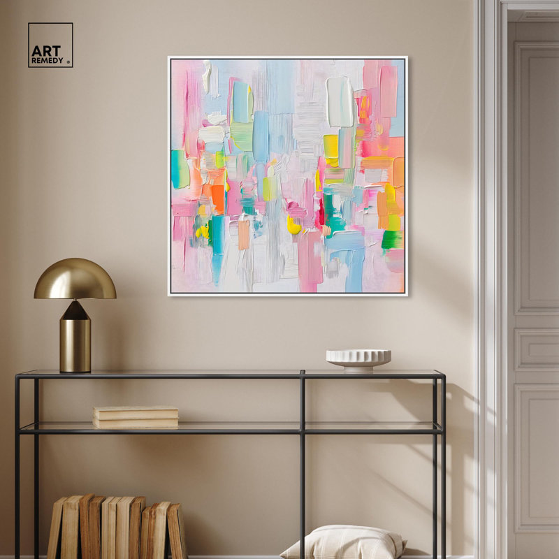 «Color Symphony II», toile, printemps par Art Remedy, H 31 po x l 31 po, Reproduction encadrée sans passe-partout, Blanc