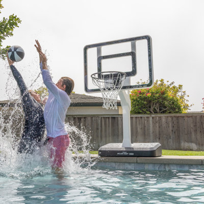 GoSports Splash Hoop LEGEND Pool Basketball Hoop Game with Water Weighted Base, Adjustable Height, and Regulation Steel Rim - Black