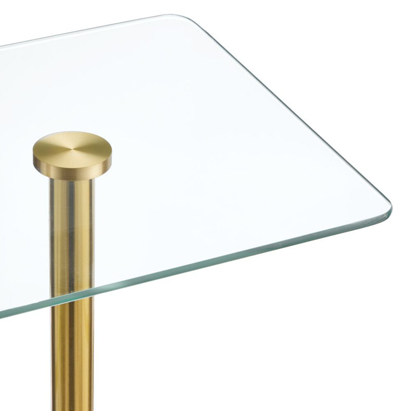 iDesign Square Drink Table for Small Spaces, Brass