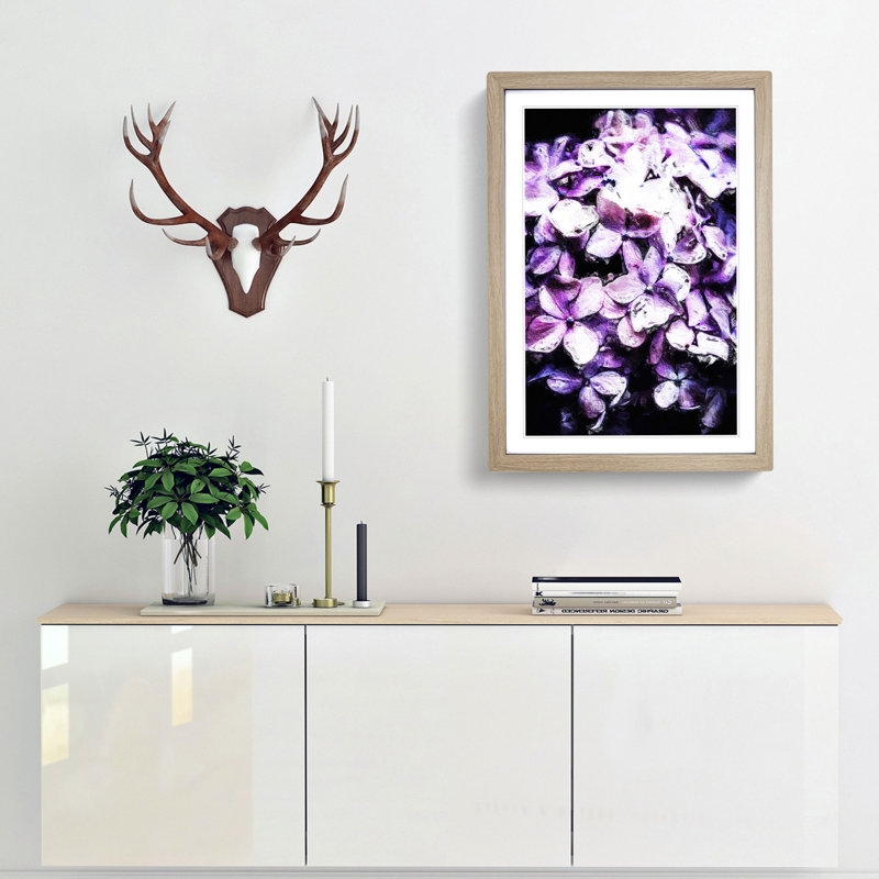 Lilac Hydrangeas - Picture Frame Painting Print, 36cm H x 27cm W x 2cm D, Oak Framed