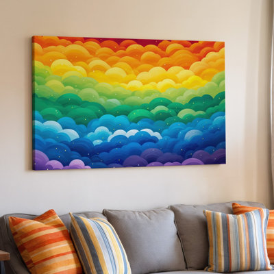 Reproduction d'art sur toile, un dégradé abstrait et vibrant rempli de nuages tourbillonnants, art transitionnel rouge foncé et orange sur toile