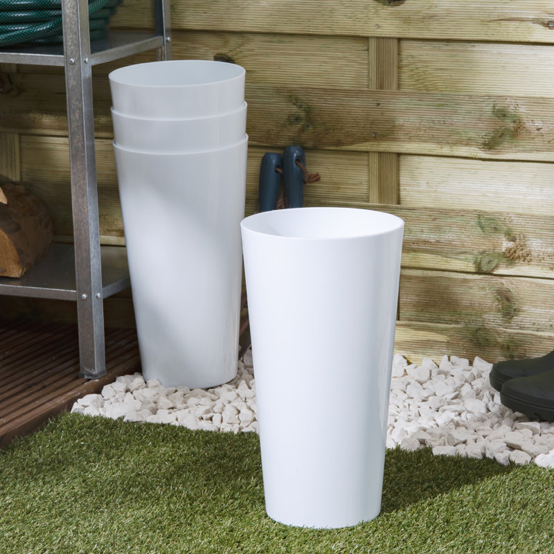Wham Studio Round Planter Cover, White, 33cm H x 18cm W x 18cm D