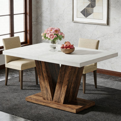 Table de salle à manger en bois 47 pi. Avec piédestal 47 po