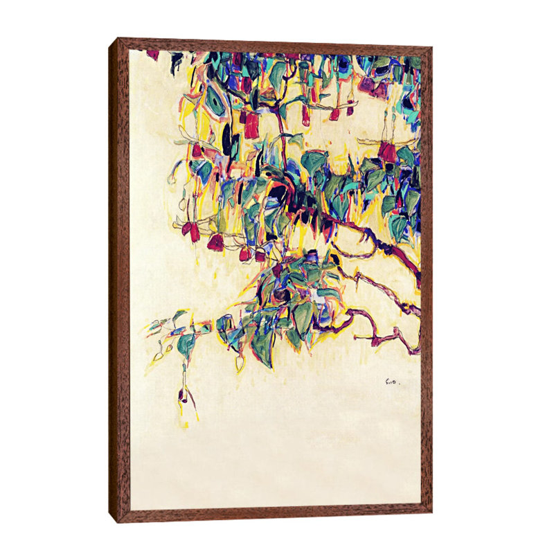 Sun Tree by Egon Schiele - 1 Piece Painting on Canvas, 66.04 cm H x 45.72 cm W, Brown Framed