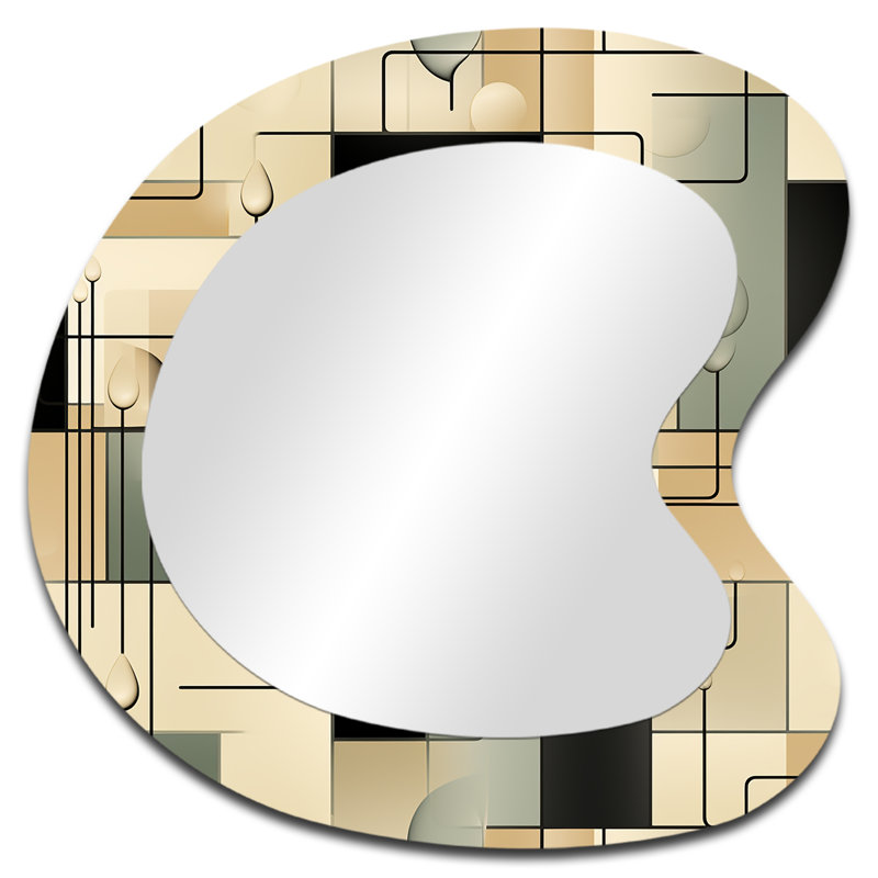 Geoffory - blocs abstraits taupe Blockchain - miroir géométrique de forme unique, miroir mural asymétrique beige, art en métal imprimé