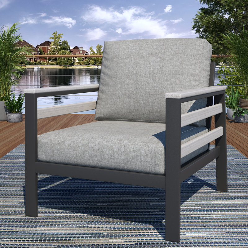 Townsend Patio Chair with Sunbrella® Cushions, Canvas Granite Sunbrella® Canvas, White/Dark Gray