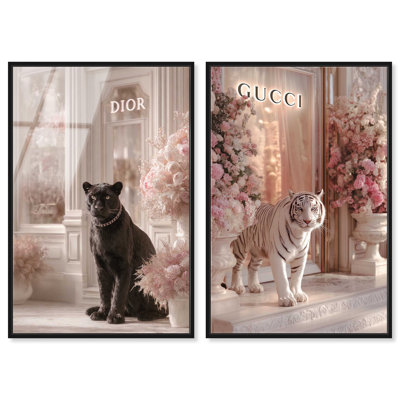 Luxury Animals at the Pastel Store Duo Acrylic Print Fashion Wall Decor Set by Art Remedy, Ready to Hang, 10 x 15