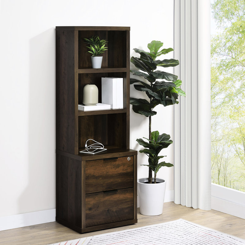 Bibliothèque à 3 tablettes en bois de pin foncé