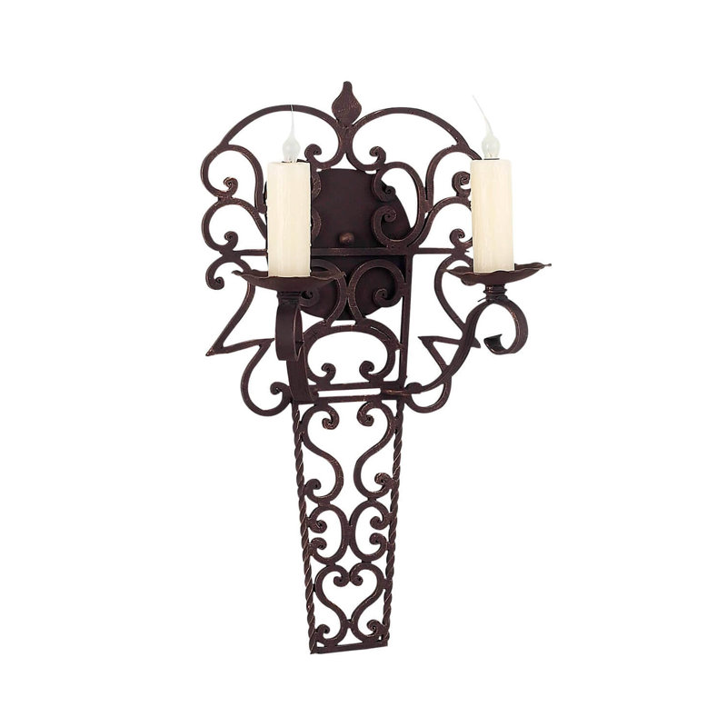 2 - Light Candle Wall Light, Bronze