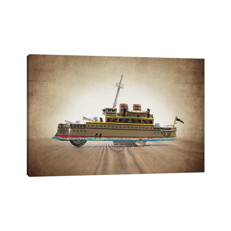 Green Tin Ship - Print on Canvas, Wrapped Canvas, 66.04 cm H x 45.72 cm W x 3.175 cm D