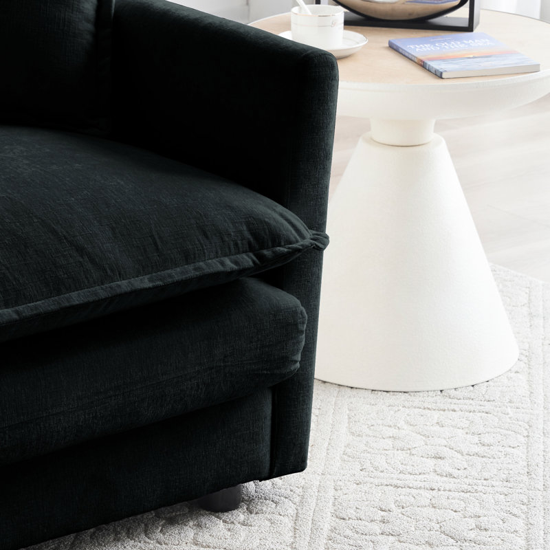 Canapé modulaire en U à 5 places en chenille noire respirante
