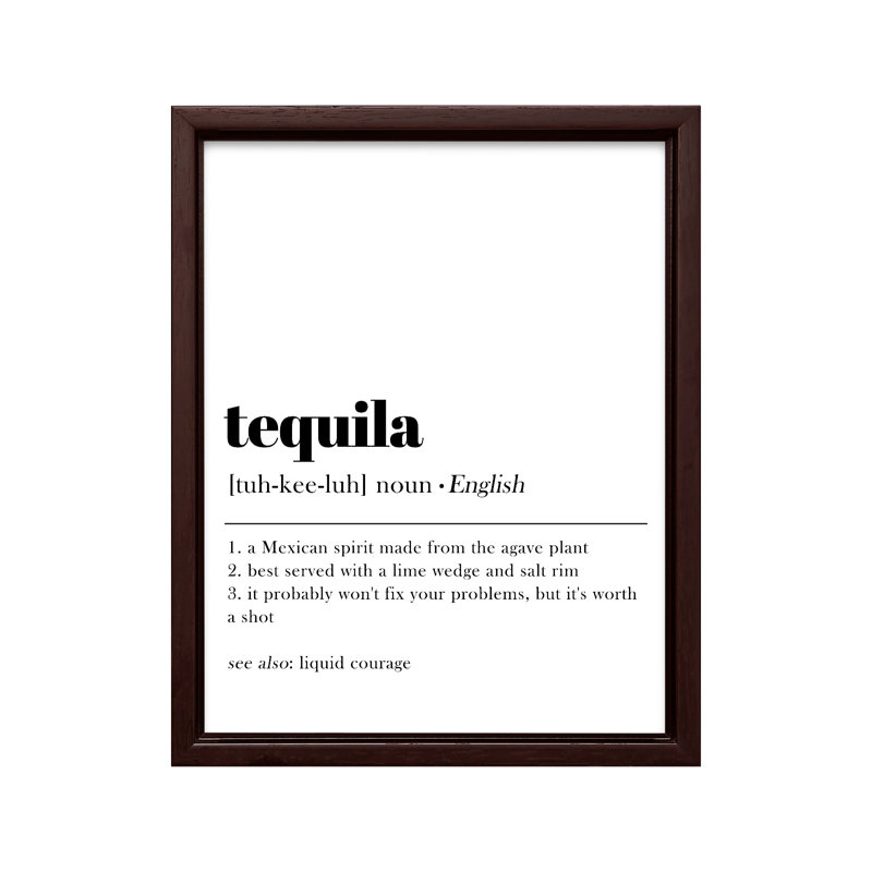 Définition de tequila, Canvas, 11"H x 14"W, Brown Framed