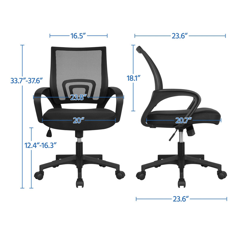Ergonomic Mesh Task Chair with Adjustable Lumbar Support, Black