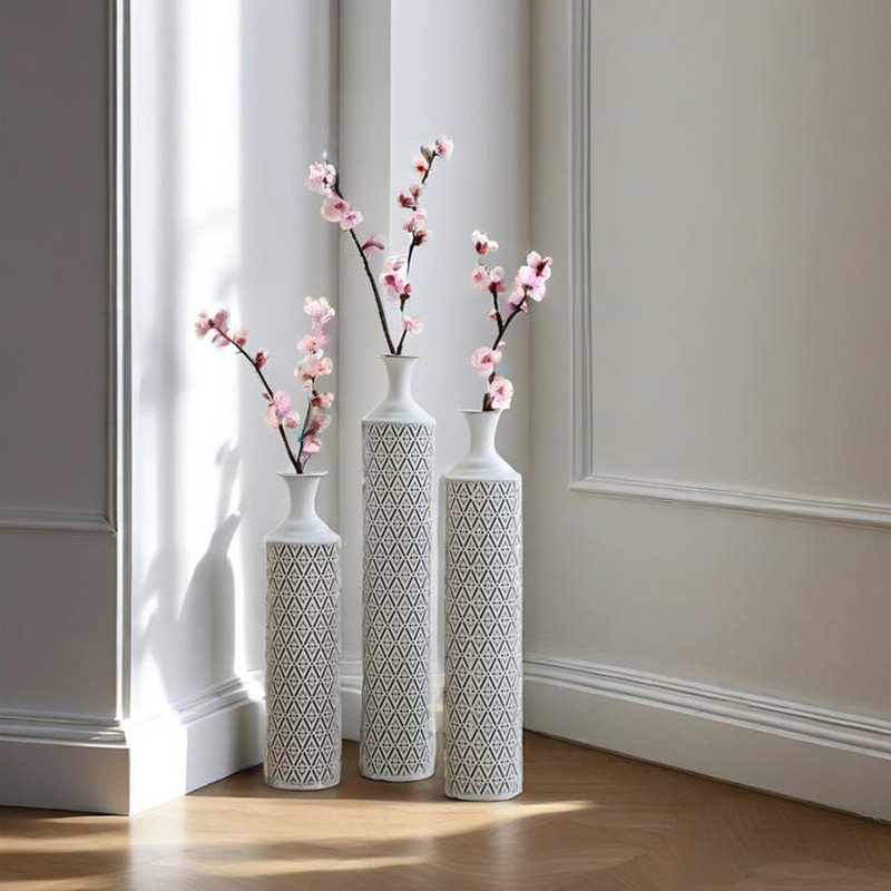Red Barrel Studio® Modern 3-Piece Tall Metal Floor Vase Set | Wayfair