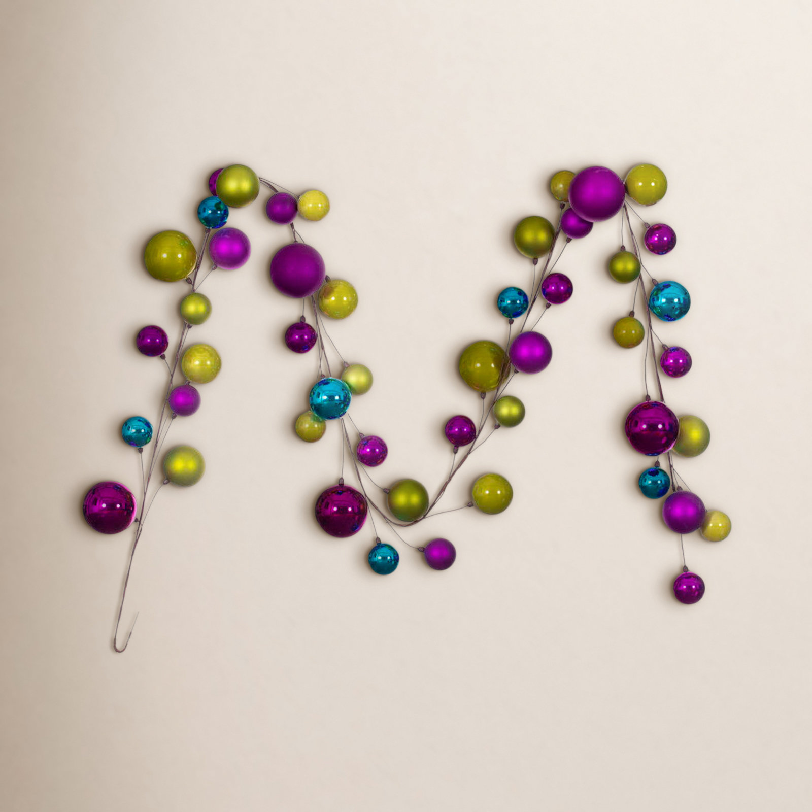 120'' in. Faux Garland, Fuschia/Lime/Turquoise