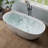 Forma 63" Marble Freestanding Tub Solid Surface Freestanding Soaking Bathtub-124573154