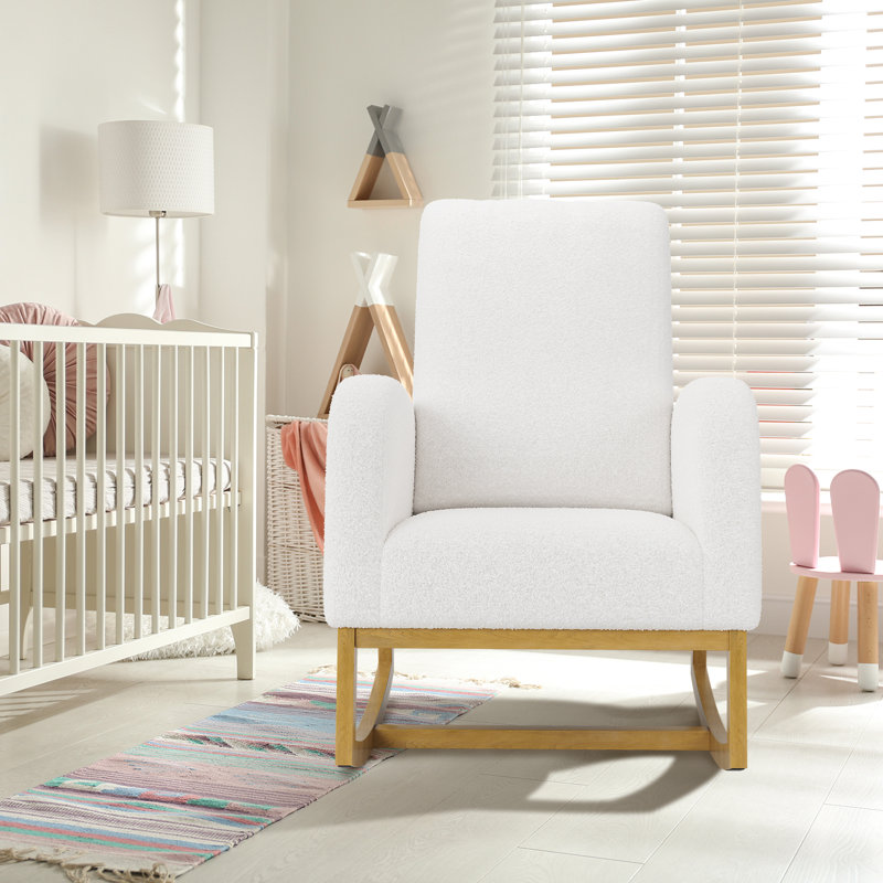Solid Wood Rocking Chair, Light Grey
