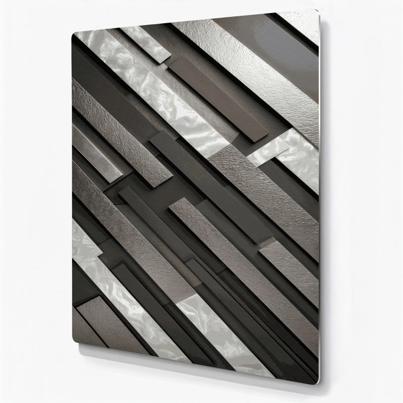 Abstrait 5 formes d'art en métal brun, H 24 po x l 36 po