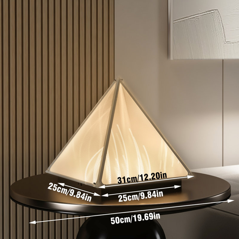 Triangular Pyramid Table Lamp Stainless Steel Base Desk Lamp