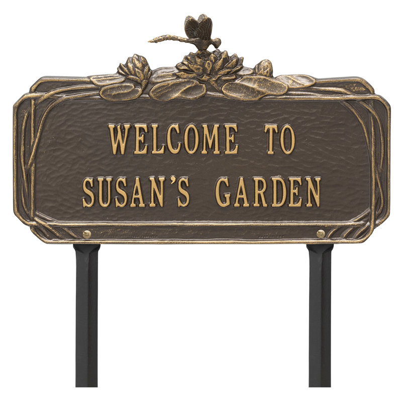 Dragonfly Personalized Garden Sign, Bronze/Gold, Yes