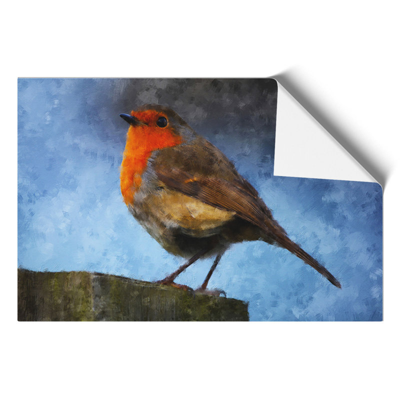 Robin Bird Painting - Frameless Print, 30cm H x 42cm W x 0.1cm D