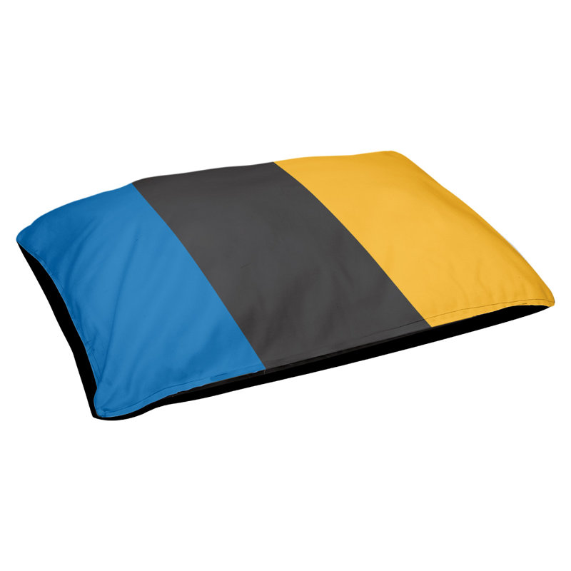 Coussin Golden State, Très grand (l 50 po x P 40 po x H 17 po), Bleu royal / ardoise / jaune doré californien