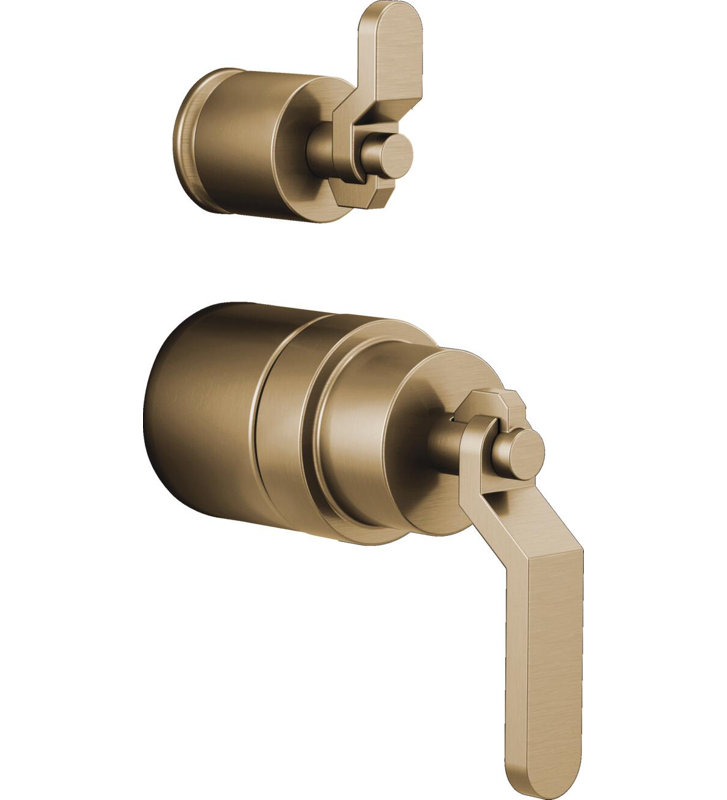 Litze® Rook Shower Integrated Valve with Handles, Luxe Gold, Industrial Lever