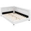 Lit plateforme tapissier double avec lumières DEL et ports de charge USB - Base de lit en lin moderne, blanc-248468597-248468594