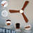 52" Low Profile Flush Mount Ceiling Fan, Solid Wood Blades, Dimmable LED & Remote Control for Bedroom