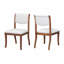 Ensemble de 2 chaises de salle à manger rembourrées - chaises d'appoint traditionnelles élégantes en tissu avec lignes courbes, structure en bois massif