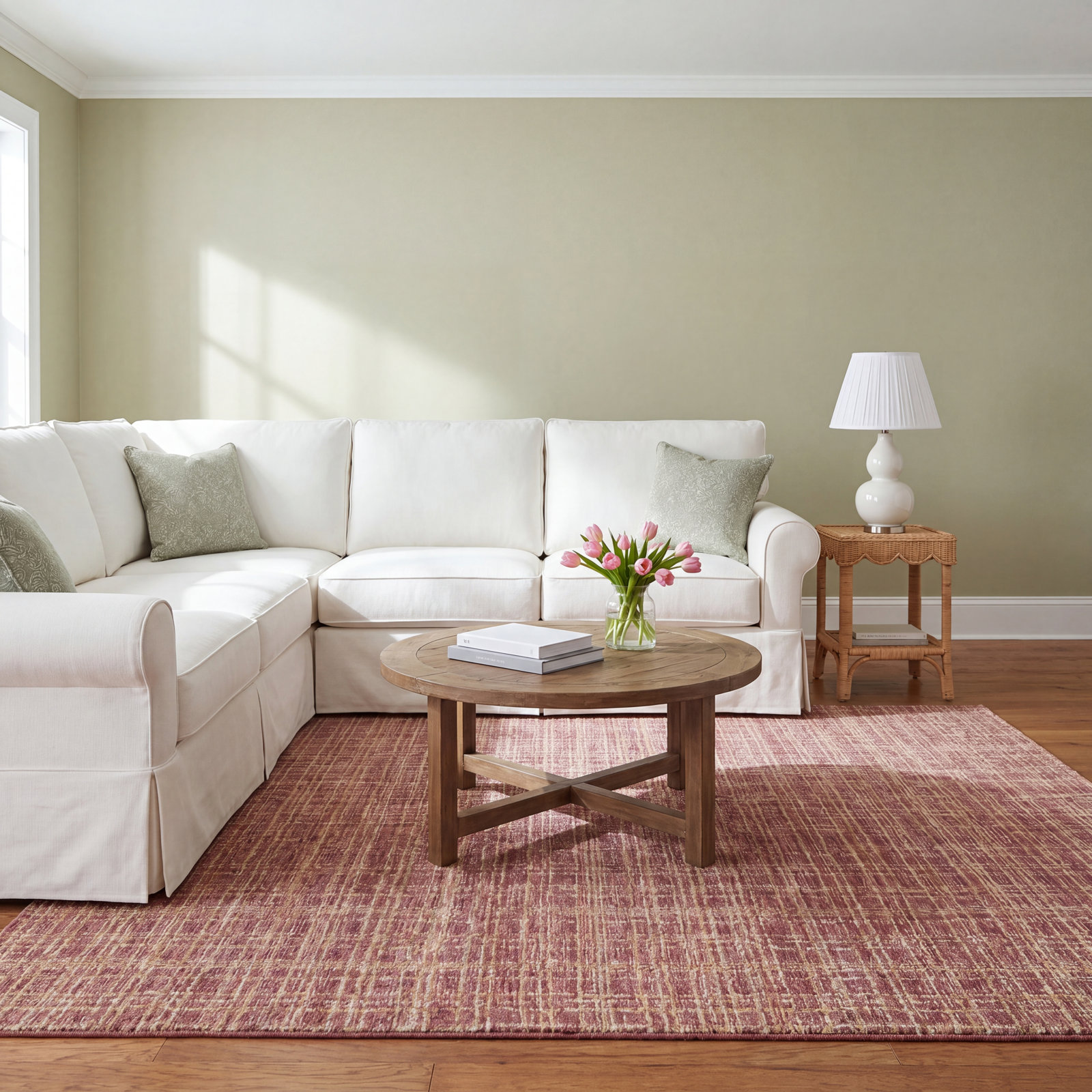 Polly Checkered Berry/Natural Area Rug, Rectangle 7'9" x 9'9"