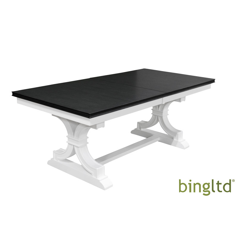 Solid Wood Dining Table, Black/White