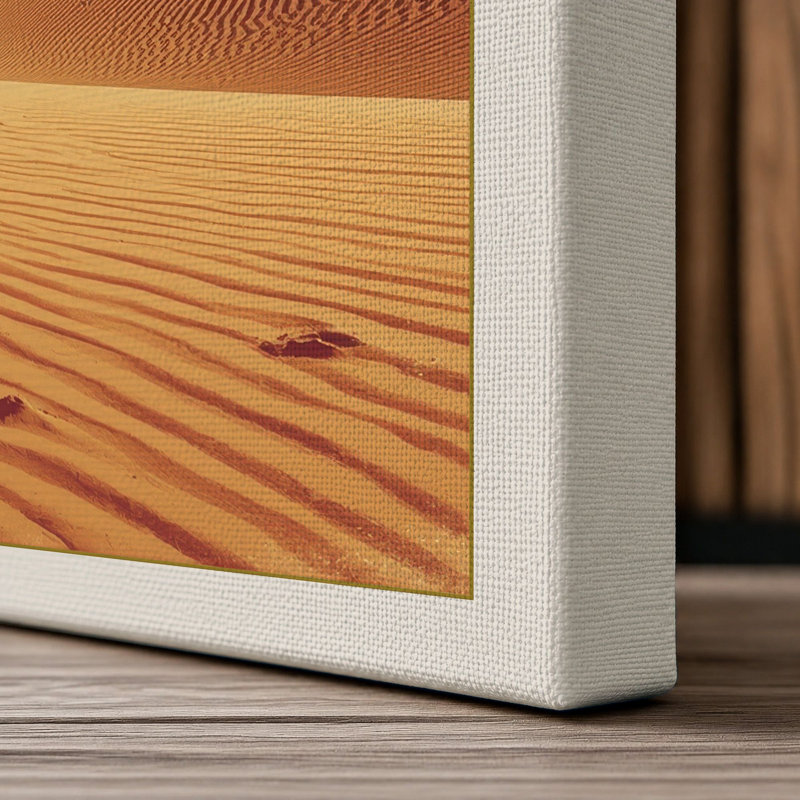 Desert Under Stars Minimalist 1 Piece Wrapped Canvas Wall Art, 18x12 - 45.7 x 30.5 cm, Cream Border
