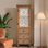 Armoire de rangement rustique étroite avec porte découpée et 3 tiroirs