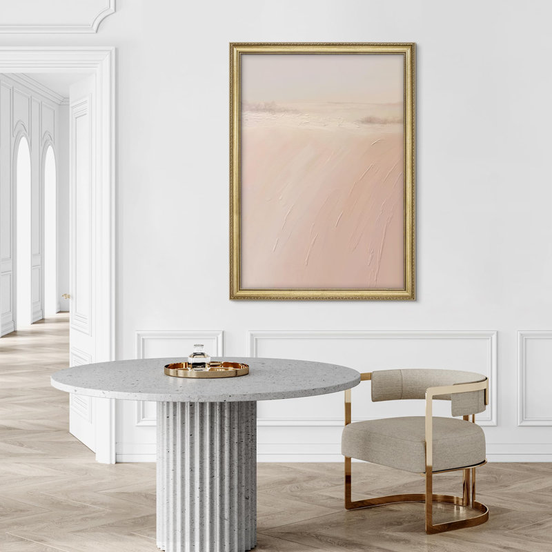 "Doux rose abstrait paysage impressions impressionnisme or encadré décoration murale", Non