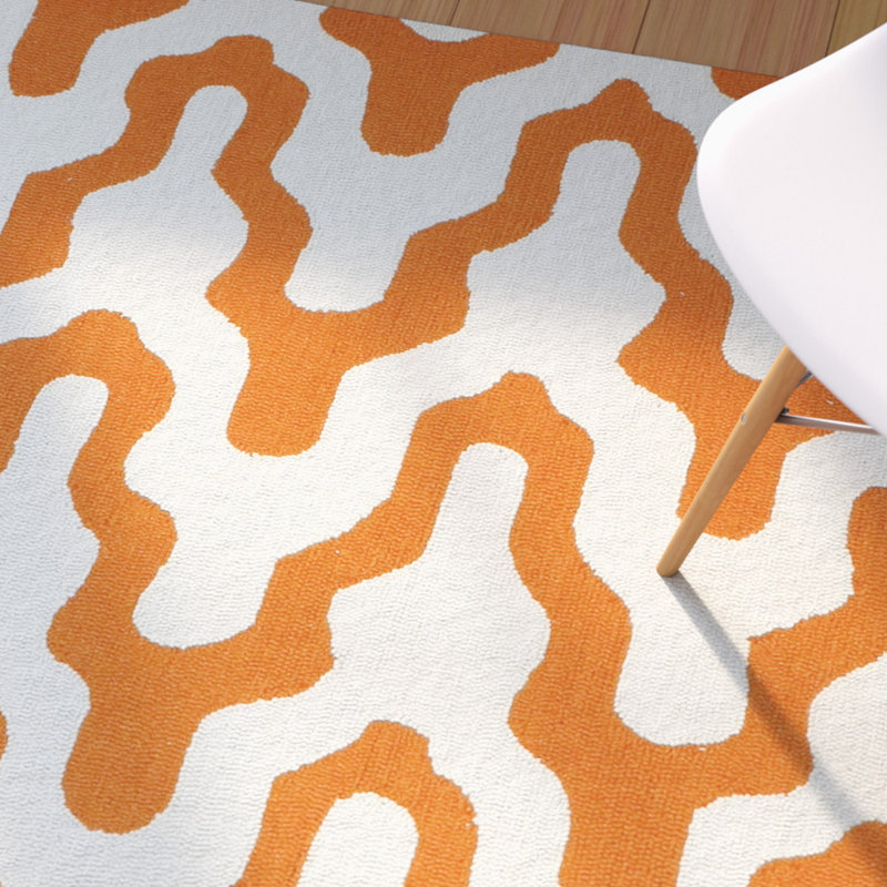 Tapis orange Dempsey Rhonda, Rectangle 7 pi 6 po x 9 pi 6 po