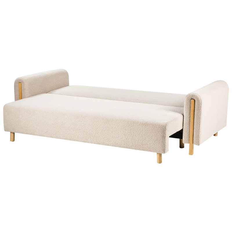 3 Seater Sofa Bed, Beige Boucle