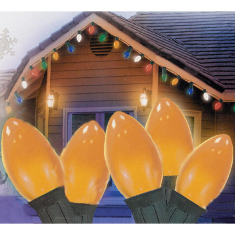 Ensemble de 25 lumières C7 de Noël, Orange / Vert