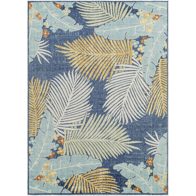 Lourdes Floral Indoor / Outdoor Rug, Rectangle 5'3" x 7'3"