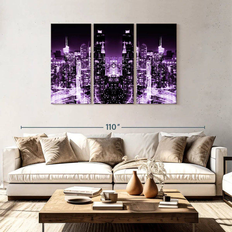 Sebbie NYC Reflection - Night Skyline III, 48" H x 74" W