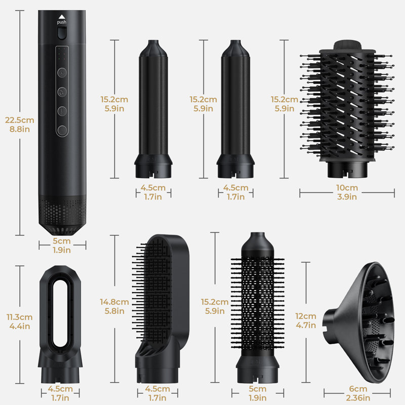 Coiffeur à air chaud 7-en-1, Noir