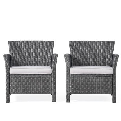 2 St Chairs - Grey Outdoor Furniture, Pe , Iron, Waterproof Fabric Seat Cushion, 28.09"X28.09"X30.2", 21.81Lb Weight St Chair With Soft Cushioning, Fabric, 28.09 In D X W 30.2 H, 21.81 Lb